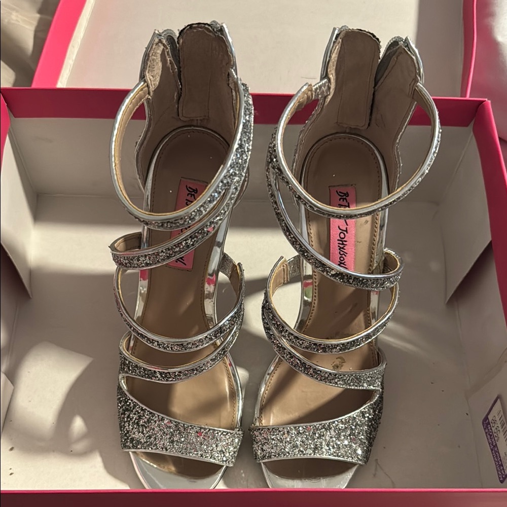 Betsey Johnson Silver Strappy Heels